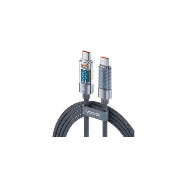 Toocki transparent digital display usb-c to usb-c cable 100w