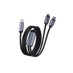 Toocki 2-in-1 cable usb-c to usb-c+ip 100w