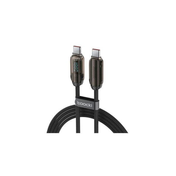 Toocki transparent digital display usb-c to usb-c cable 100w